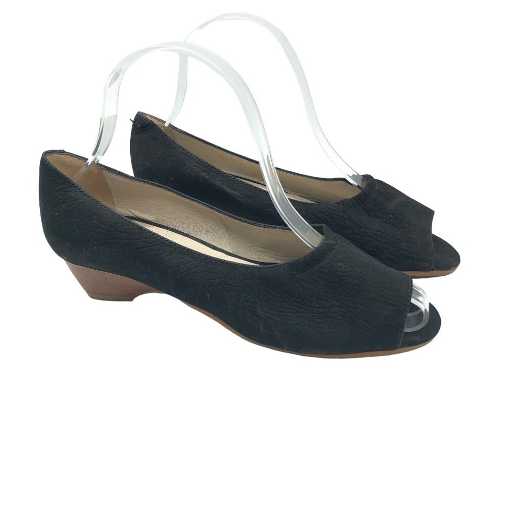 Amalfi by Rangoni Black Peep Toe Wedge Heels Size 6
